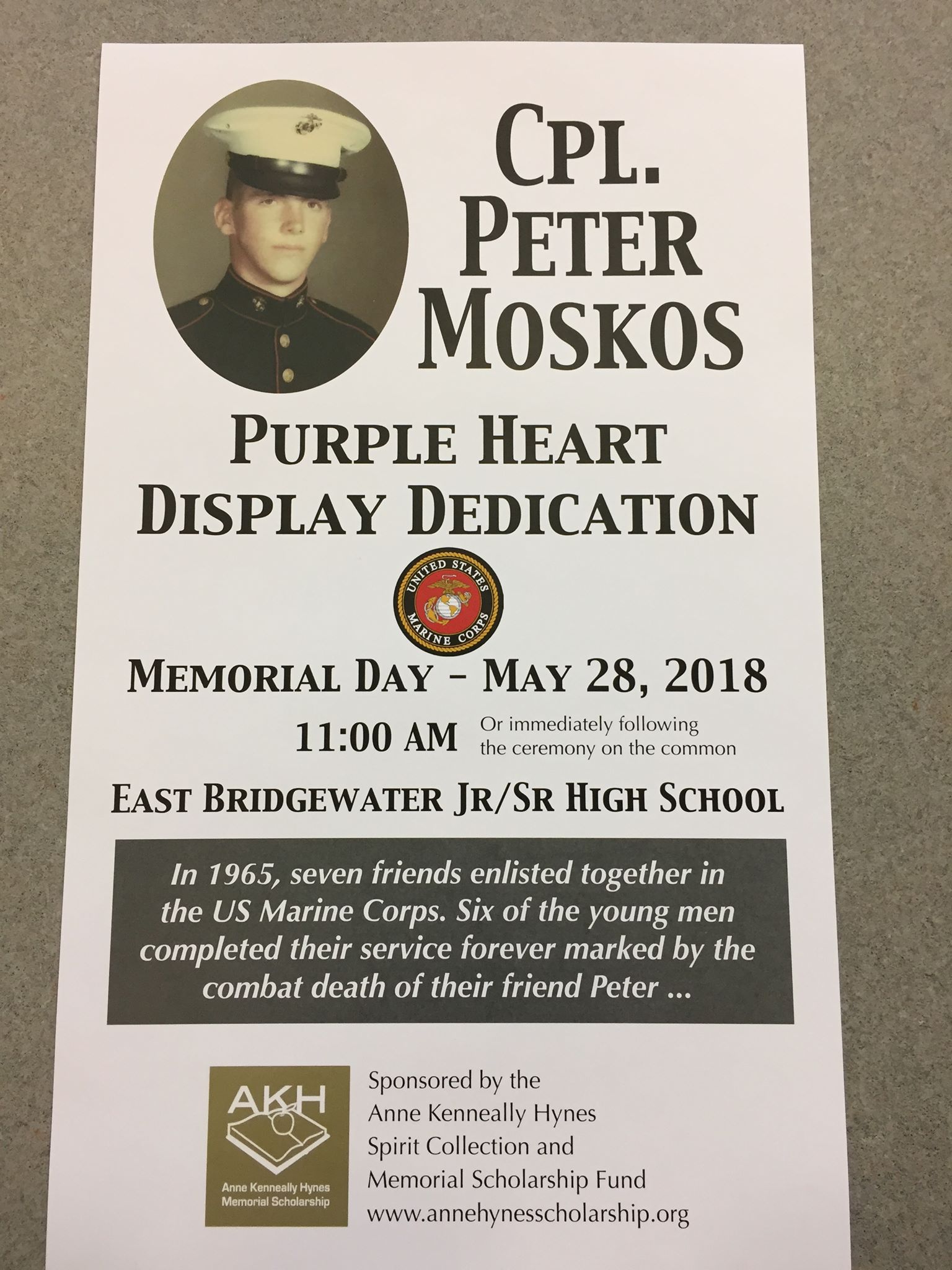 Peter Moskos Purple Heart Display Dedication – May 28, 2018